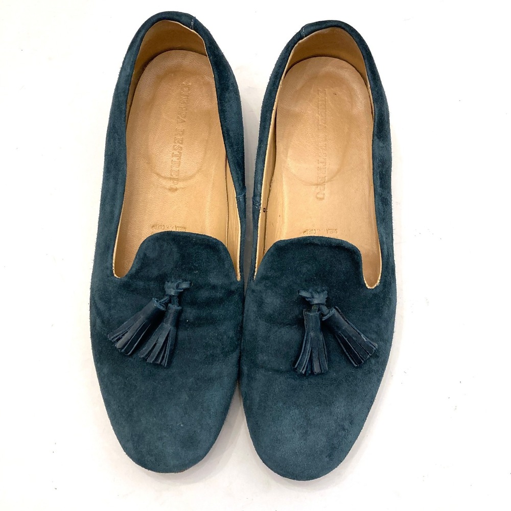 Dieppa Restrepo Teal Suede Flats Loafers Tassels Leather Lined Womens 8